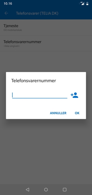 Indtast Telefonsvarernummer og vælg OK
