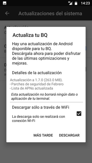 Si el teléfono no está actualizado, seleccione DESCARGAR