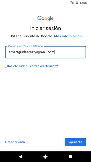 Introduzca su dirección de Gmail y seleccione Siguiente