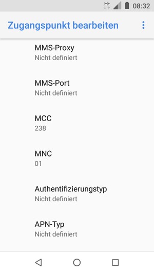 Scrollen Sie nach unten und geben Sie MMS-Informationen ein