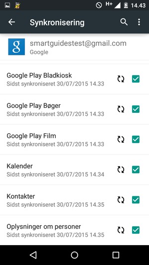 Kontroller at Kontakter er valgt