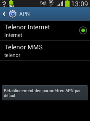 Votre téléphone va être réinitialisé avec les paramètres Internet et MMS par défaut