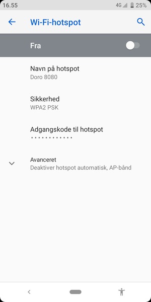 Vælg Adgangskode til hotspot