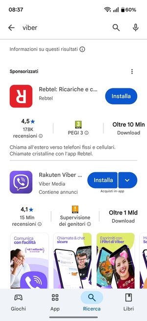 Seleziona l'applicazione