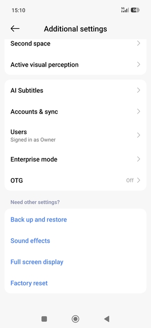 Scroll to and select Accounts & sync