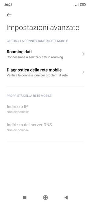 Seleziona Roaming dati