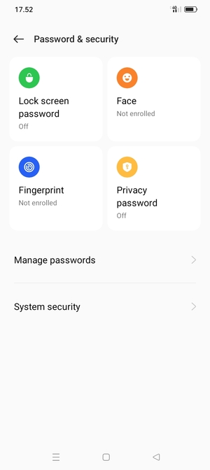 To activate your screen lock, return to the Password & security menu and select Lock screen password