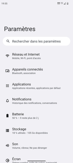 Sélectionnez Réseau et Internet