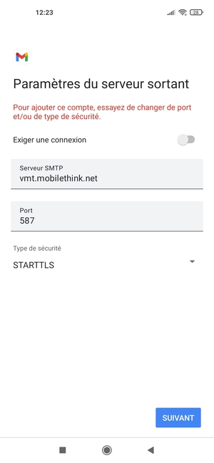 Sélectionnez Type de sécurité