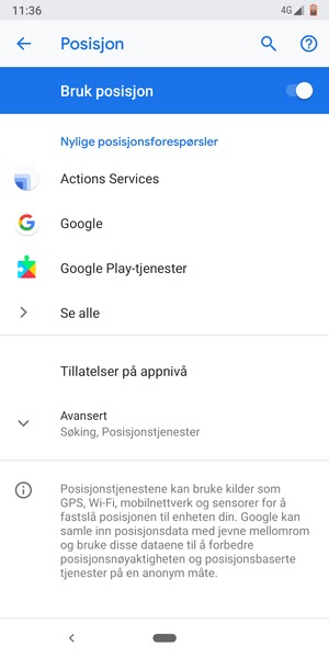 Slå av Bruk posisjon