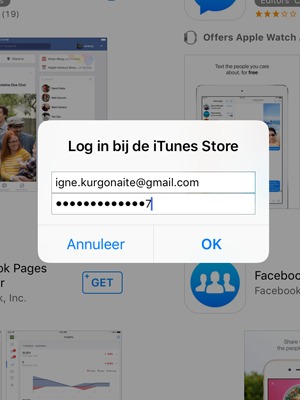 Voer Apple ID gebruikersnaam en wachtwoord in. Selecteer OK