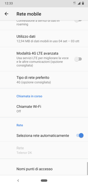 Scorri e seleziona Nomi punti di accesso