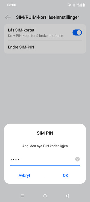 Bekreft din nye PIN-kode og velg OK