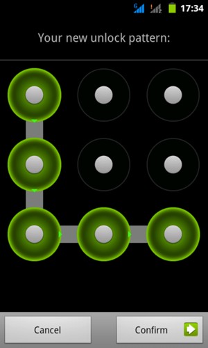 Draw the unlock pattern again and select Confirm