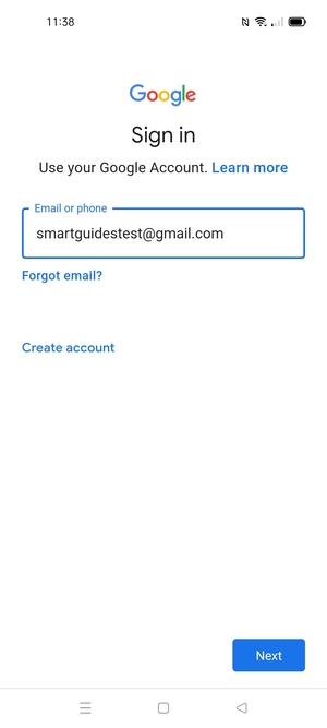 Enter your Gmail address and select Next
