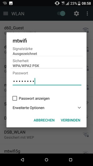 Geben Sie das WLAN-Passwort ein und wählen Sie VERBINDEN