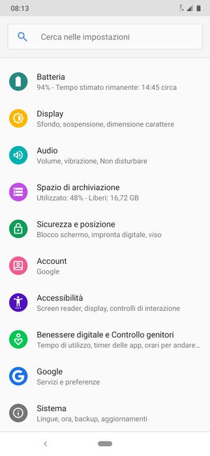 Seleziona Sicurezza e posizione