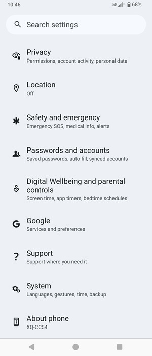 Scroll to and select System