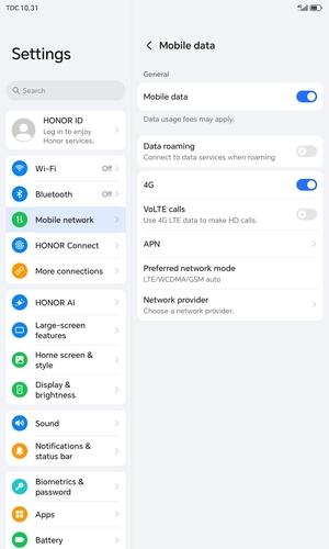 To change network if network problems occur,  select Network provider