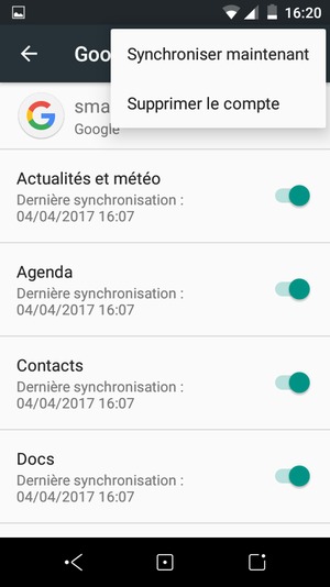 Sélectionnez Synchroniser maintenant