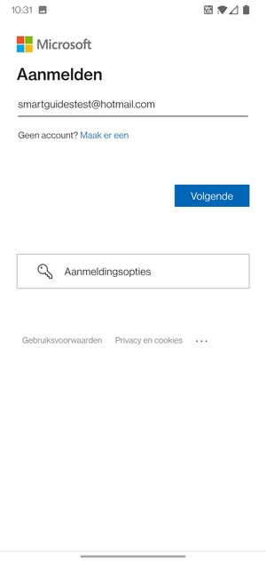 Voer uw e-mailadres in en selecteer Volgende