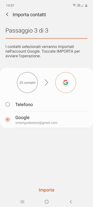 Seleziona Importa
