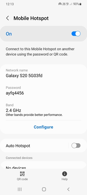 Your phone is now set up for use as a modem