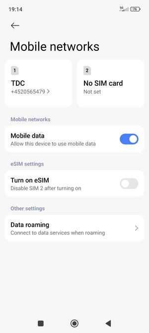 Select Data roaming