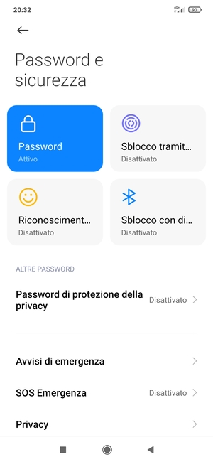 Il tuo telefono è ora protetto dal blocco schermo