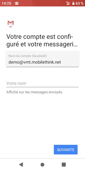 Donnez un nom à votre compte et saisissez votre nom. Sélectionnez SUIVANTE