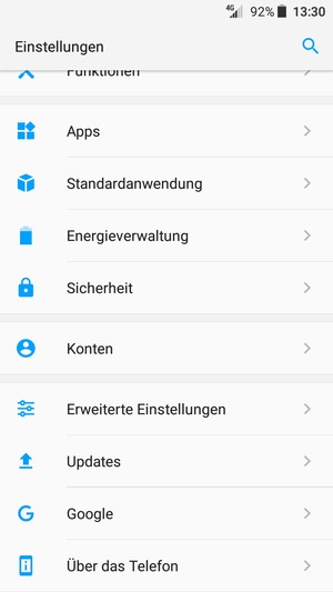 Scrollen Sie und wählen Sie Updates