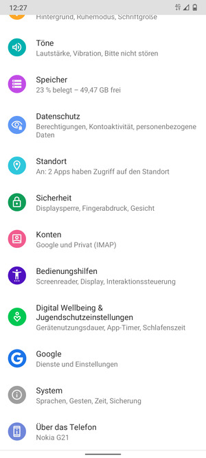 Scrollen Sie und wählen Sie System