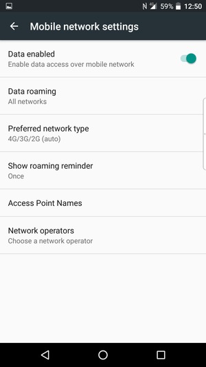 Select Data roaming
