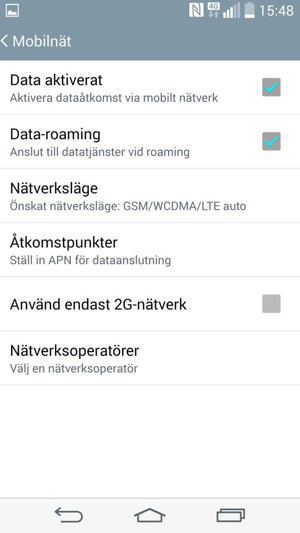 Slå på eller stäng av Data-roaming