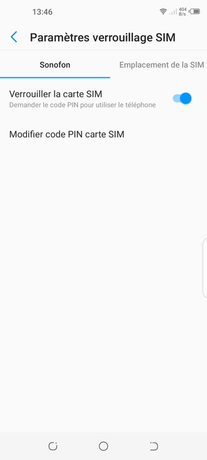 Sélectionnez Public et sélectionnez Modifier code PIN carte SIM