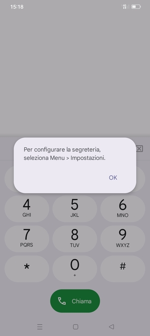 Se la segreteria telefonica non è configurata, seleziona OK