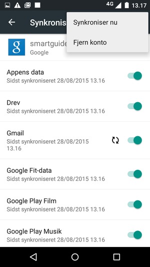 Vælg Synkroniser nu