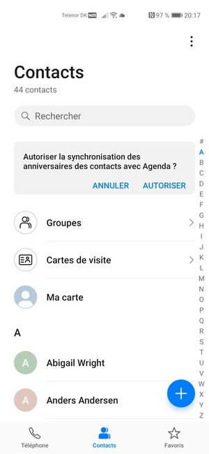 Sélectionnez le bouton du Menu
