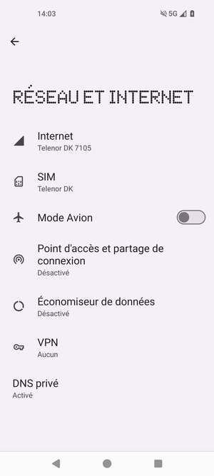 Sélectionnez Point d'accès et partage de connexion
