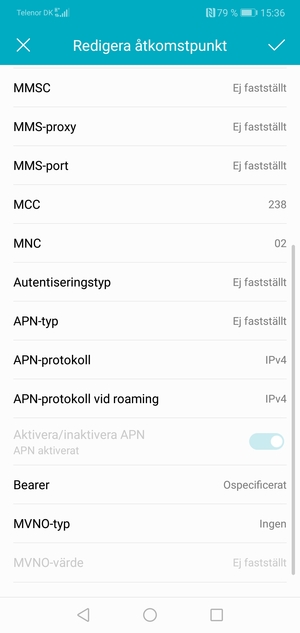 Scrolla ner och ange MMS-information