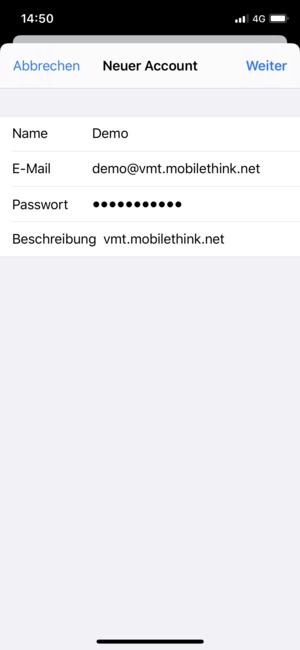 Geben Sie die erforderlichen Informationen ein und wählen Sie Weiter