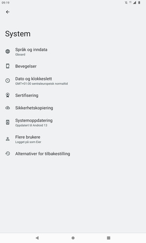 Velg Systemoppdatering