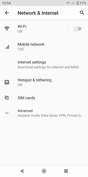 Select Internet settings