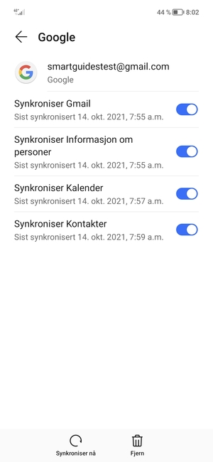Velg Synkroniser nå