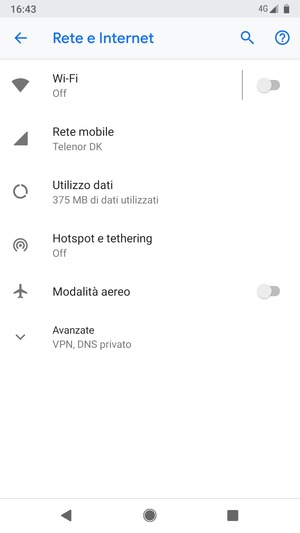 Seleziona Hotspot e tethering
