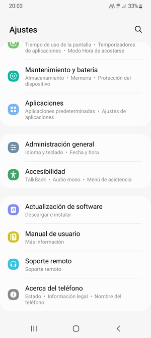 Desplácese y seleccione Actualización de software