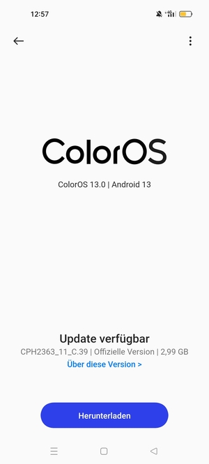 Falls Ihr Handy aktualisiert ist, wird Ihnen der folgende Bildschirm angezeigt