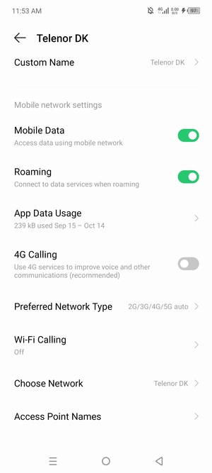 Turn Roaming on or off