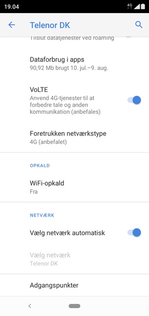 Slå Vælg netværk automatisk fra