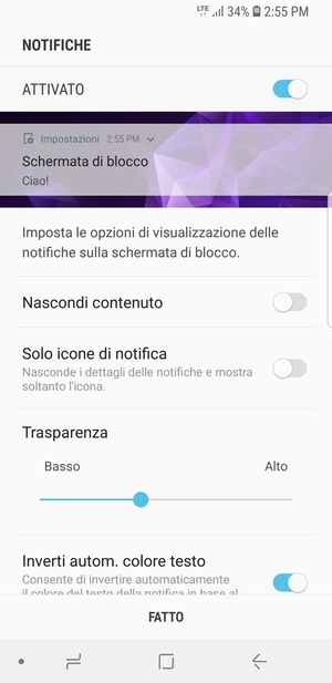 Seleziona la tua opzione preferita e poi FATTO